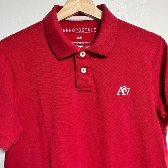 Aeropostale A87 Red Polo Shirt - Size Medium - Picture 7 of 9